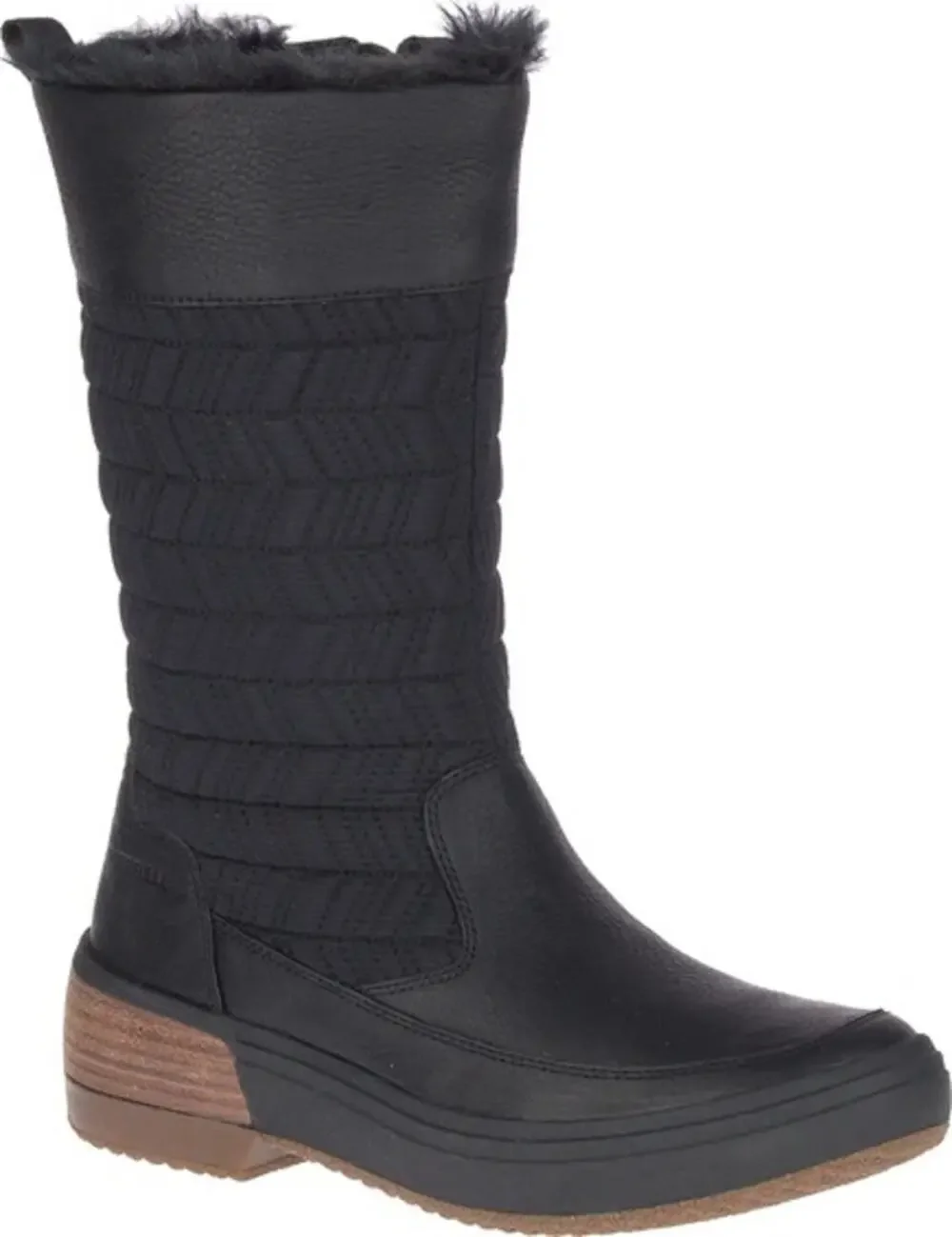 Merrell Haven Polar Zip WP Boots Pull On Waterproof Faux Fur Leather Black 6